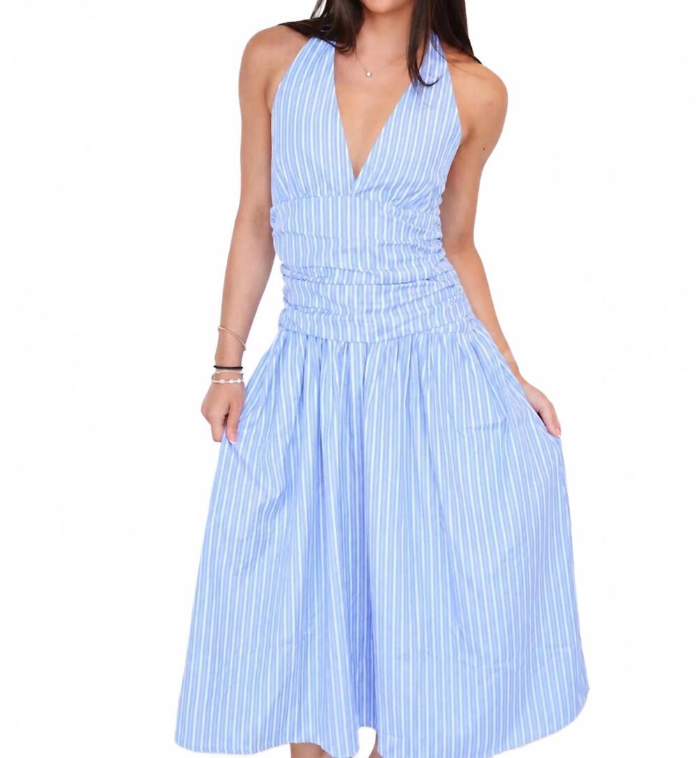 NEW MOD REF the annie halter midi dress in blue